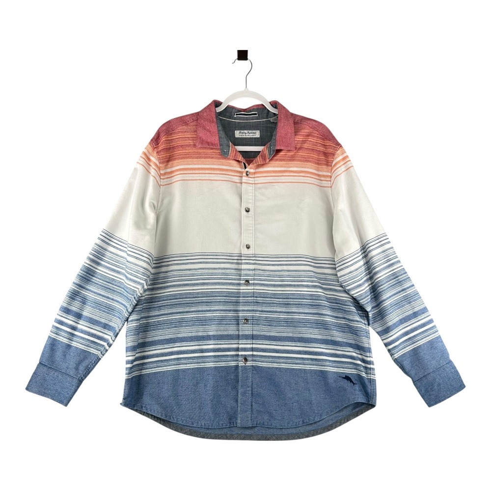 Tommy Bahama Canyon Beach‎ Flannel Bonfire Jester Red Mens Size X-Large Beach